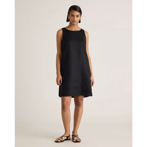 Quince 100% European Linen Tank Sheath Mini Dress Lined Black Women L Casual